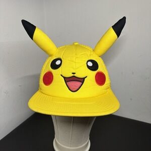 Pokemon Pikachu Ears Snapback Trucker Hat Yellow OSFM Adjustable Embroidered